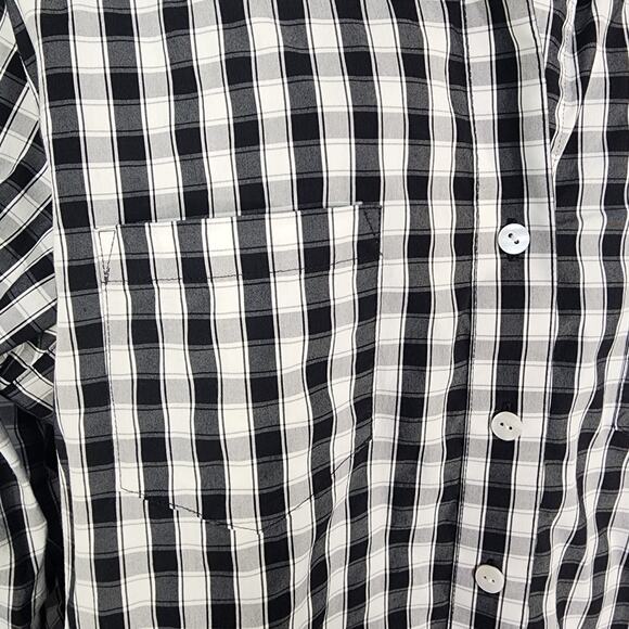 Foxcroft Shirt Shaped Fit Women 18W Button Black White Gingham 3/4 Sleeve Pocket - Picture 7 of 10